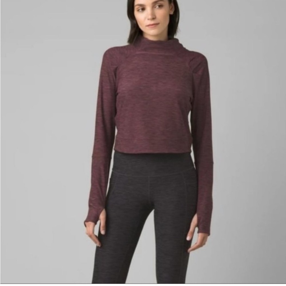 Prana Women's Long Sleeve Top in Burgundy and Charcoal